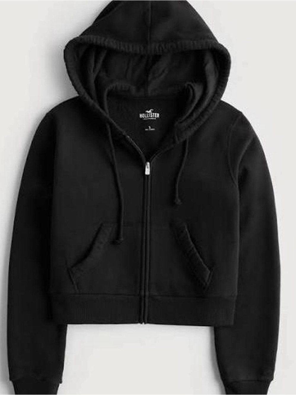 Hollister Co. cropped zip up hoodie in black
